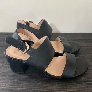 a new day Black Block Heel Sandals with Ankle Buckle